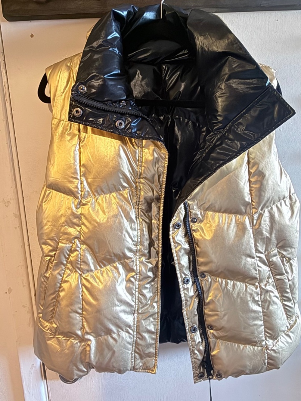 Generation Love Gold Metallic Puffer Vest Hooded NWT Size M